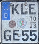 Germany seasonal motorcycle plate KLE GE 55.jpg (27 kB)