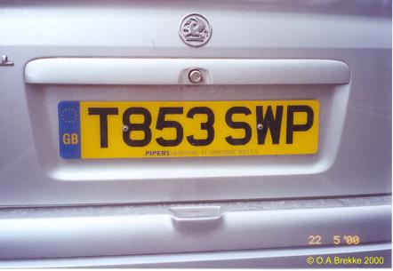 Great Britain former normal series rear plate T853 SWP.jpg (19 kB)
