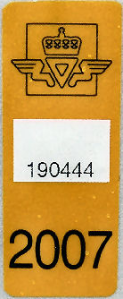 Norwegian validation sticker for 2007 oblat2007_old.jpg (23 kB)