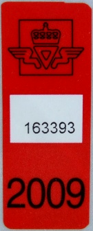 Norwegian validation sticker for 2009 oblat2009_old.jpg (25 kB)