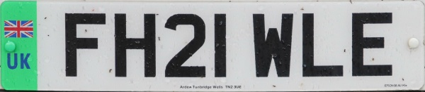 Great Britain normal series zero emission vehicle front plate close-up FH21 WLE.jpg (45 kB)